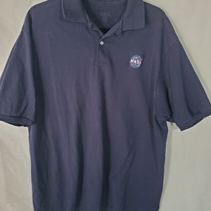 NASA EMBROIDERED BLUE SHORT SLEEVE POLO SHIRT